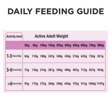 ADULT performance 20kg Daily feeding Guide