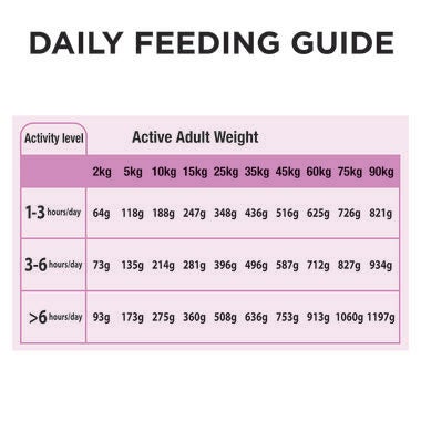 ADULT performance 20kg Daily feeding Guide